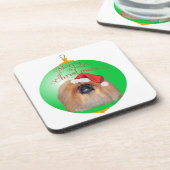 Pekingese Kerst Ornament Bier Onderzetter (Linkerzijde)
