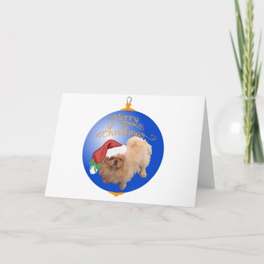 Pekingese Kerst Ornament Feestdagen Kaart (Voorkant)