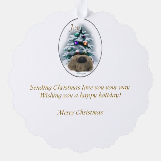 Pekingese kerst ornament kaart (Achterkant)
