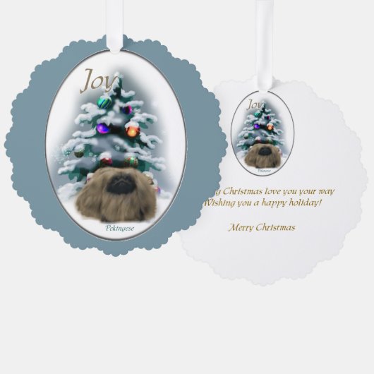 Pekingese kerst ornament kaart (Voorkant / Achterkant)