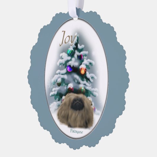 Pekingese kerst ornament kaart (Links)