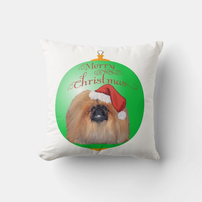 Pekingese Kerst Ornament Kussen (Voorkant)