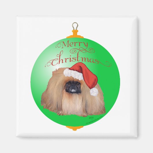 Pekingese Kerst Ornament Magneet (Voorkant)