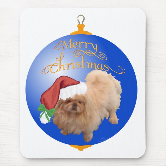 Pekingese Kerst Ornament Muismat (Voorkant)