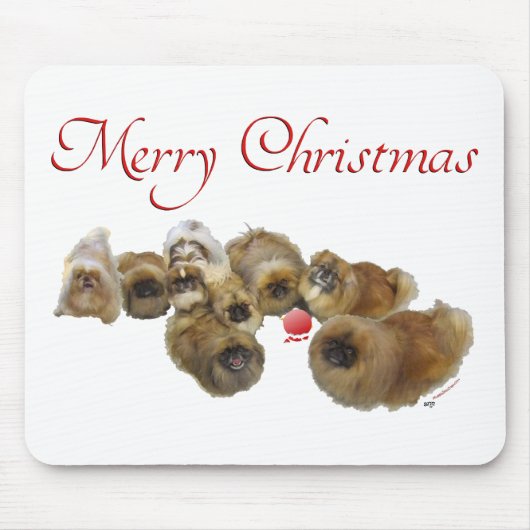 Pekingese Kerst Ornament Muismat (Voorkant)