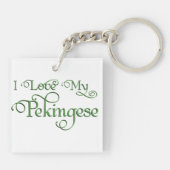 Pekingese Kerst Ornament Sleutelhanger (Achterkant)