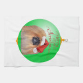 Pekingese Kerst Ornament Theedoek (Horizontaal)