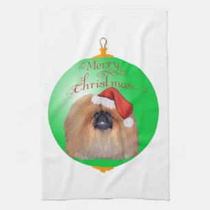 Pekingese Kerst Ornament Theedoek