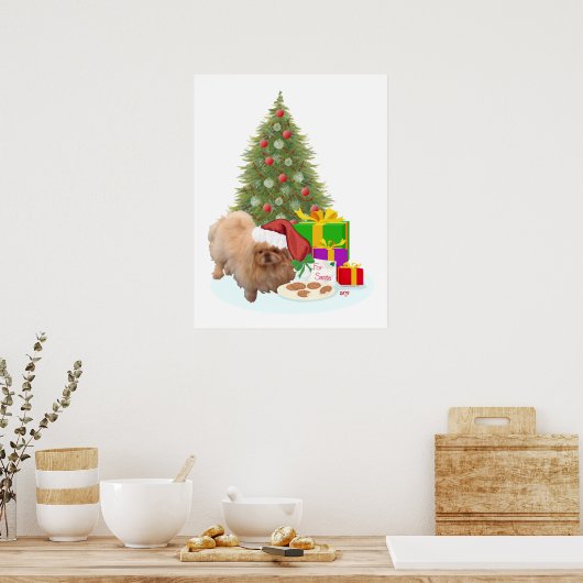 Pekingese kerst poster (Keuken)