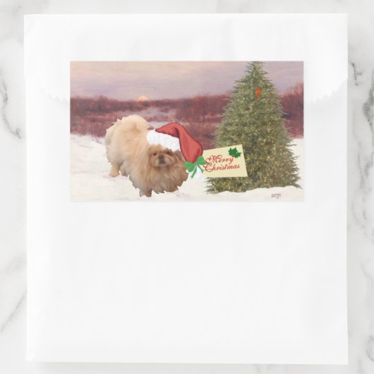 Pekingese kerst rechthoekige sticker (Tas)