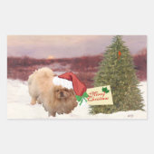 Pekingese kerst rechthoekige sticker (Voorkant)