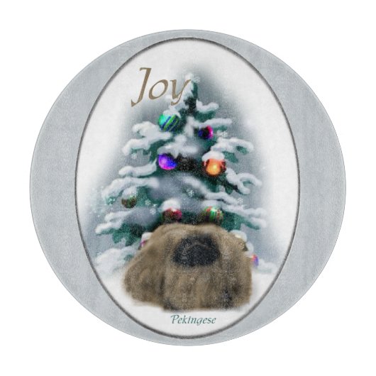 Pekingese kerst snijplank (Voorkant)