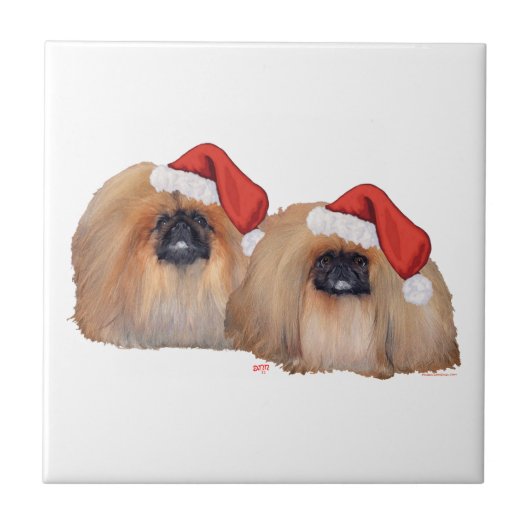 Pekingese kerst tegeltje (Voorkant)