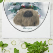 Pekingese kerst theedoek (Gevouwen)