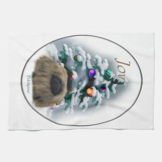 Pekingese kerst theedoek (Horizontaal)