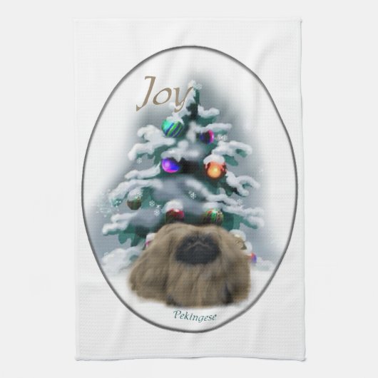 Pekingese kerst theedoek (Verticaal)