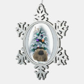 Pekingese kerst tin sneeuwvlok ornament (Rechts)