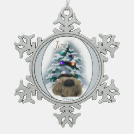 Pekingese kerst tin sneeuwvlok ornament