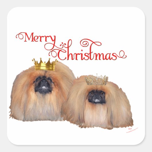 Pekingese kerst vierkante sticker (Voorkant)