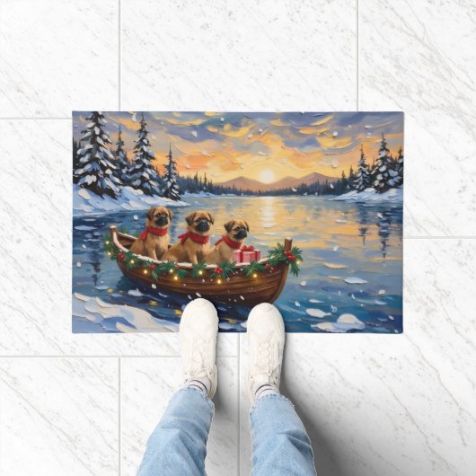 Pekingese Kerstboot Vakantie Deurmat (Binnen)
