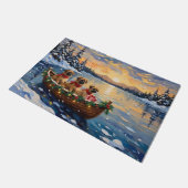 Pekingese Kerstboot Vakantie Deurmat (Schuin)