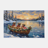 Pekingese Kerstboot Vakantie Deurmat (Voorkant)