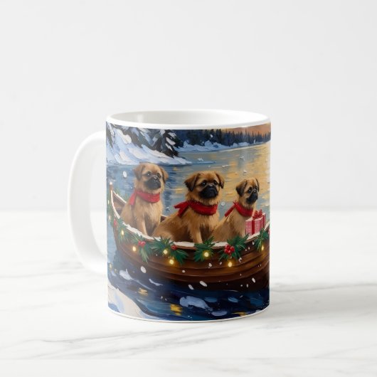 Pekingese Kerstboot Vakantie Koffiemok (Voorkant links)