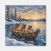 Pekingese Kerstboot Vakantie Magneet (Voorkant)