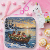 Pekingese Kerstboot Vakantie Papieren Bordje (Feest)