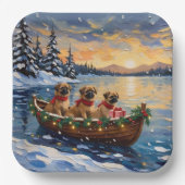 Pekingese Kerstboot Vakantie Papieren Bordje (Voorkant)