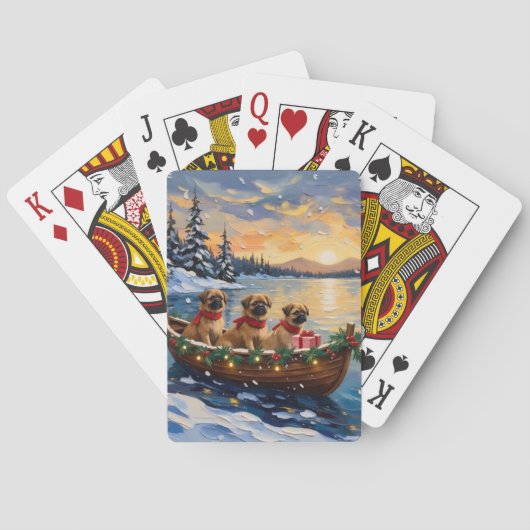 Pekingese Kerstboot Vakantie Pokerkaarten (Achterkant)