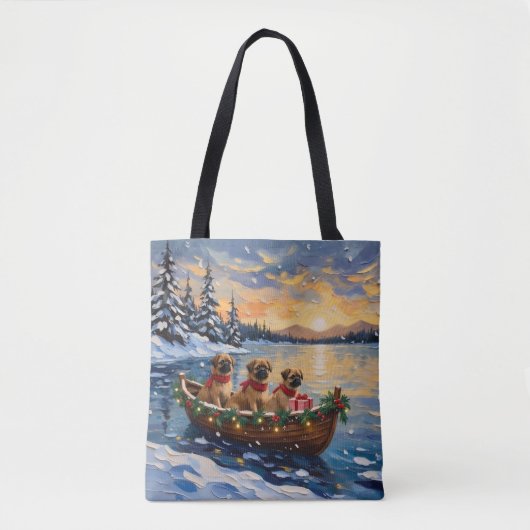 Pekingese Kerstboot Vakantie Tote Bag (Voorkant)