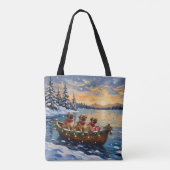 Pekingese Kerstboot Vakantie Tote Bag (Achterkant)