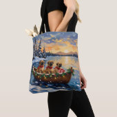 Pekingese Kerstboot Vakantie Tote Bag (Dichtbij)