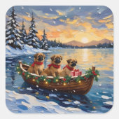 Pekingese Kerstboot Vakantie Vierkante Sticker (Voorkant)