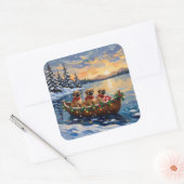 Pekingese Kerstboot Vakantie Vierkante Sticker (Envelop)