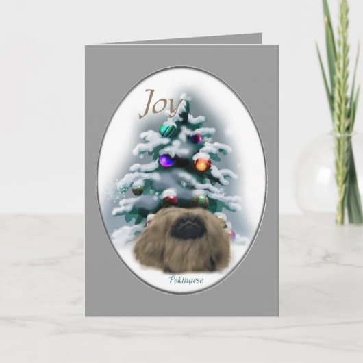 Pekingese kerstcadeaus feestdagen kaart (Voorkant)