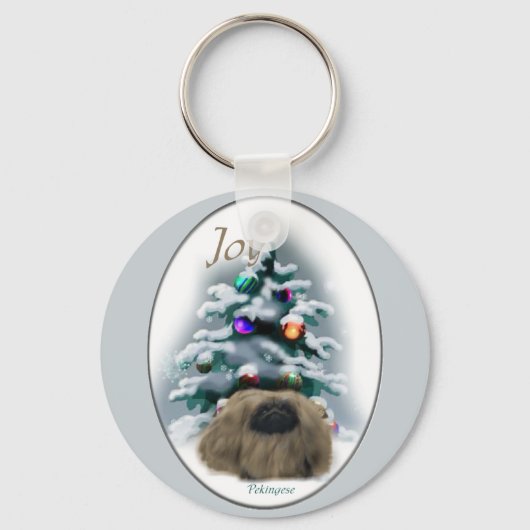 Pekingese kerstcadeaus sleutelhanger (Voorkant)