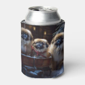 Pekingese Kerstfeest Seizoen Blikjeskoeler (Blikje Voorkant)