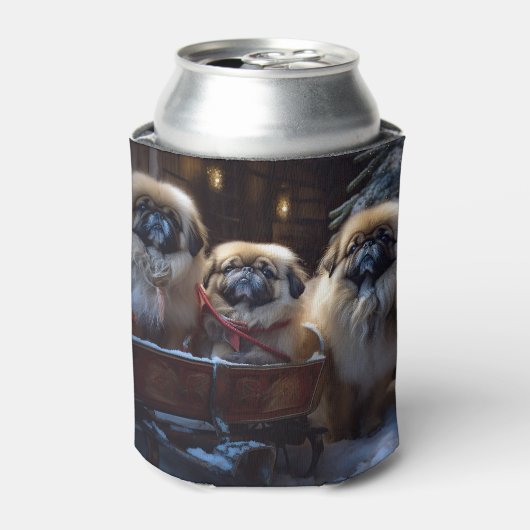 Pekingese Kerstfeest Seizoen Blikjeskoeler (Blikje Voorkant)
