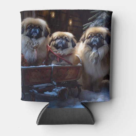 Pekingese Kerstfeest Seizoen Blikjeskoeler (Voorkant)