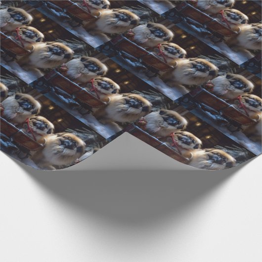 Pekingese Kerstfeest Seizoen Cadeaupapier (Hoek)