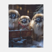 Pekingese Kerstfeest Seizoen Fleece Deken (Voorkant)