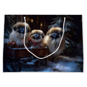 Pekingese Kerstfeest Seizoen Groot Cadeauzakje (Voorkant)