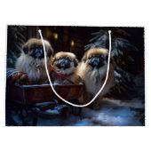 Pekingese Kerstfeest Seizoen Groot Cadeauzakje (Achterkant)