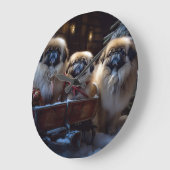 Pekingese Kerstfeest Seizoen Grote Klok (Hoek)