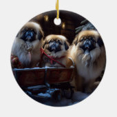 Pekingese Kerstfeest Seizoen Keramisch Ornament (Achterkant)