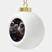 Pekingese Kerstfeest Seizoen Keramische Bal Ornament (Rechts)