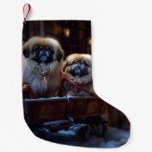 Pekingese Kerstfeest Seizoen Kleine Kerstsok (Voorkant)