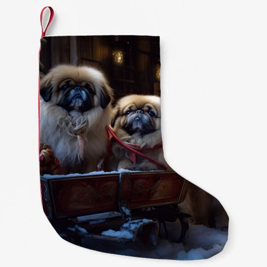 Pekingese Kerstfeest Seizoen Kleine Kerstsok (Voorkant)